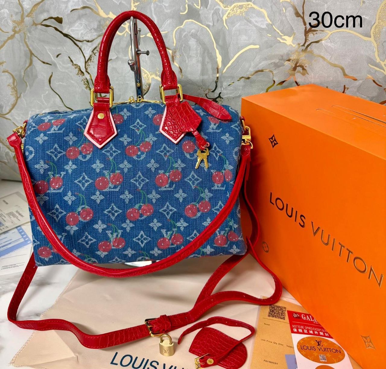 Louis Vuitton Speedy Bandoulière in tela Monogram Cherry,